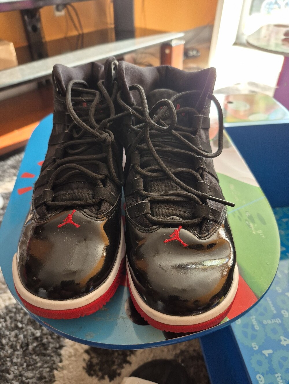 Jordan Kids' Black and Red High-Top Sneakers
